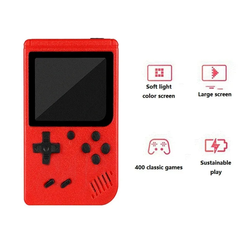 Retro Mini Handheld Game Console - 400 Classic Games, Rechargeable, TV Output & 2-Player Mode, Fun Gaming Toy for Kids & Adults